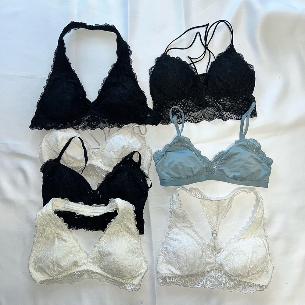 Hollister 7 Pack Bralettes Lace Bra Halter Removable Padding Gilly Hicks